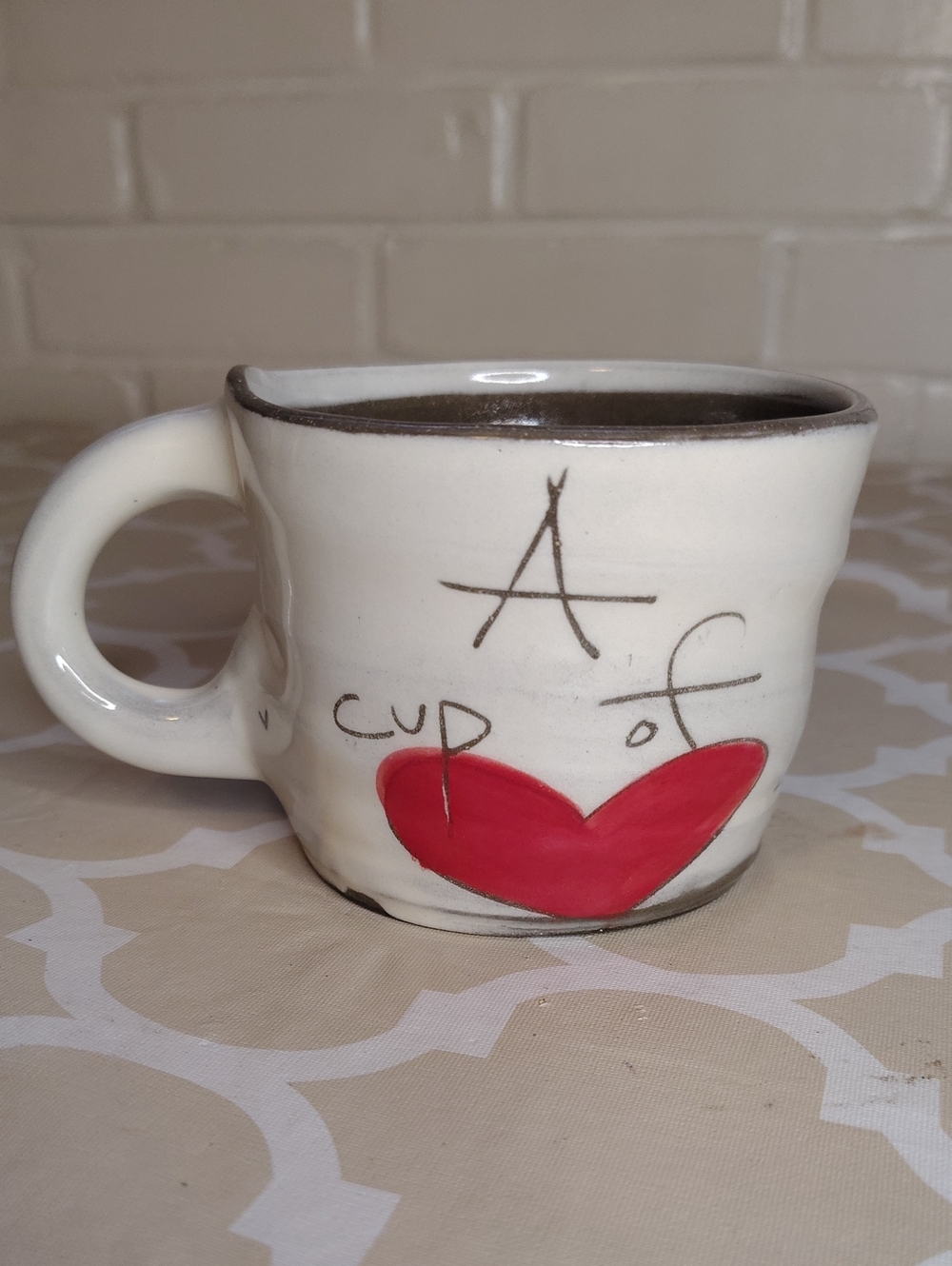 ZPOTS "Cup of Love" Handmade Pottery Mug 16 oz Artisan Coffee Cup